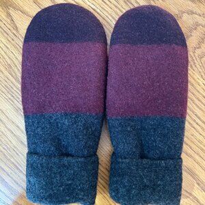 Felted Extra fine Merino Wool Mittens, handcrafted  - Burgundy, Grey, and Brown